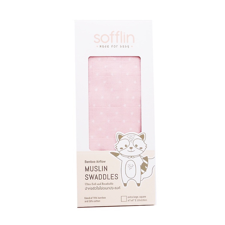 Mua tại Lazada: Khăn sợi tre Sofflin 120x120cm - Dotty Pink Chính hãng, giá tốt