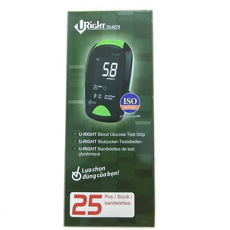 Que thử đường huyết Uright dùng cho máy đo đường huyết TD4279 (Hộp 25 que)