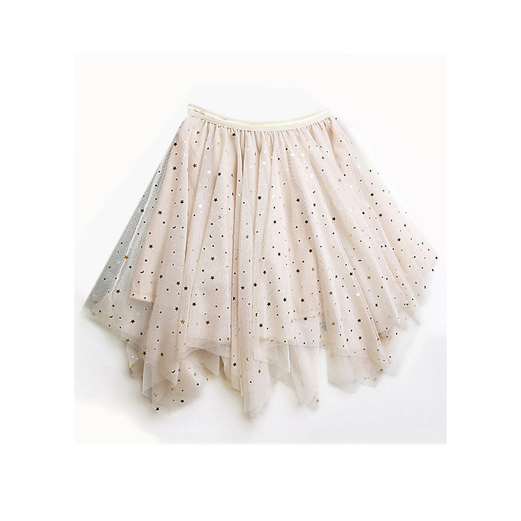 Chân váy ngắn tulle xòe tròn dáng nhọn ren sao