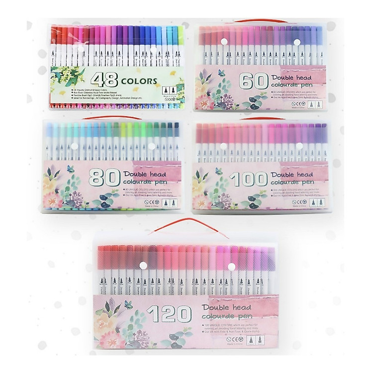 Bút lông marker 2 đầu brush dùng để vẽ, tô màu, Sketch hoặc viết calligraphy-set 48/80/100 màu