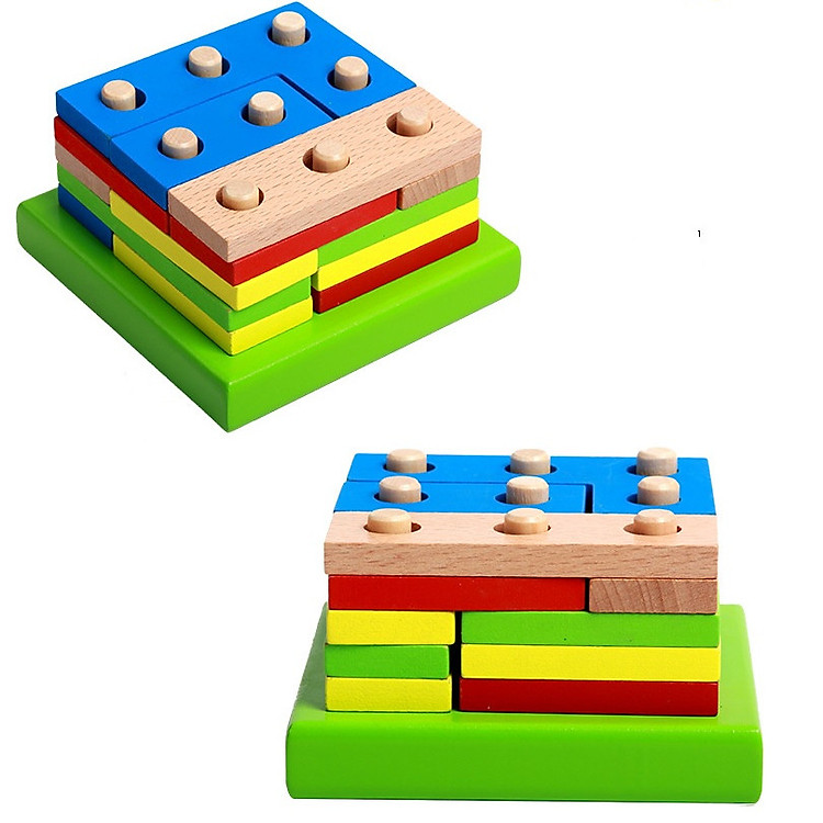Bộ ghép hình vuông đồ chơi gỗ