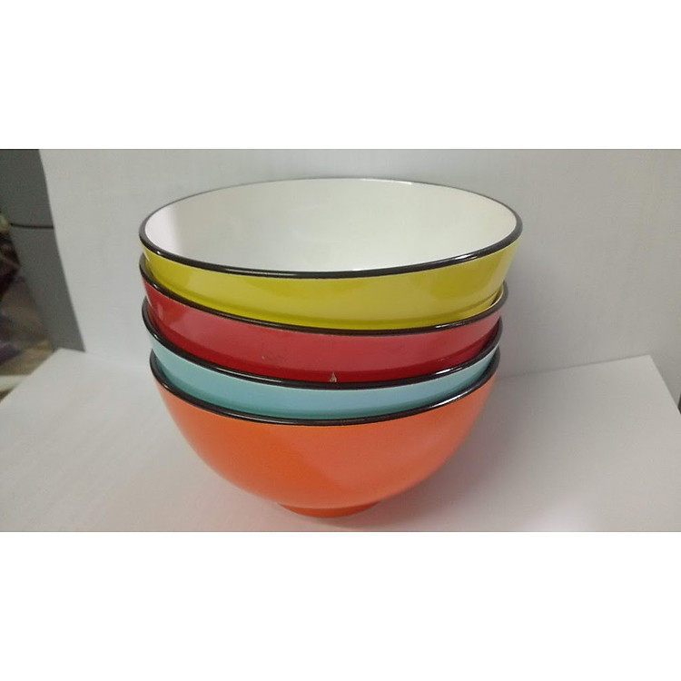 Bộ 10 chén sứ màu pastel nhật có viền MS0496 - Màu ngẫu nhiên