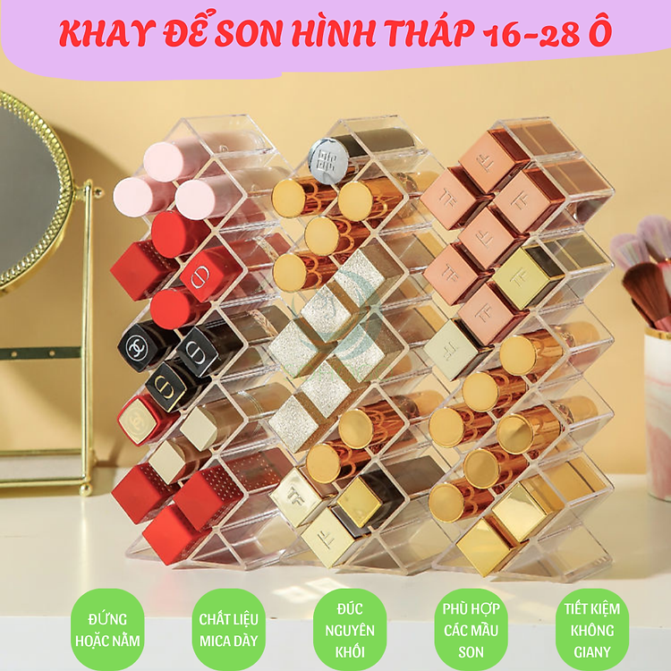 Khay Đựng Son 18–26 Ô Tiện Lợi Kệ Đựng Son 18–26 Ngăn Cao Cấp Khay Đựng Son Trang Điểm Đa Năng 18–26 Ô Khay Son Cao Cấp 18–26 Ô – Gọn Gàng, Tinh Tế Khay Trang Điểm Đựng Son...