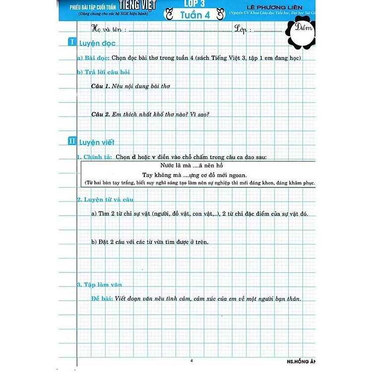 Phiếu Bài Tập Cuối Tuấn Môn Tiếng Việt Lớp 3 - Biên Soạn Theo Chương Trình GDPT Mới - Ảnh 6