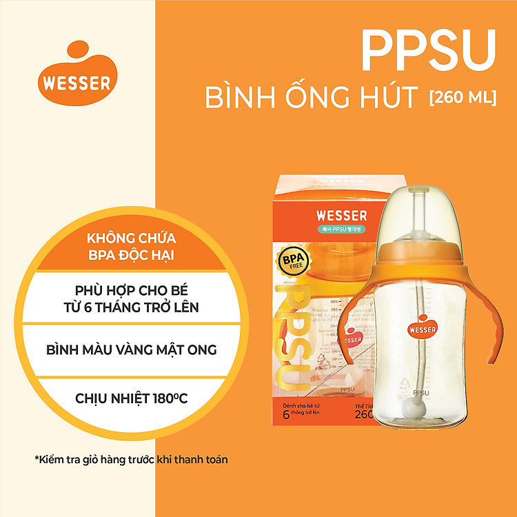 Mua Bình Ống Hút PPSU Wesser 260ml Đảm bảo Ưu đãi - Hình ảnh 4