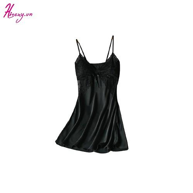 Váy Ngủ Hai Dây Hisexy.vn Lụa Satin Có Mút Ngực Phối Ren Đủ Size Dưới 62Kg