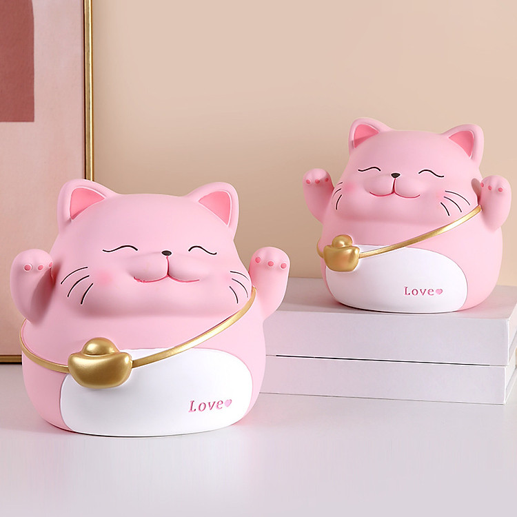 Ống Tiết Kiệm Mèo Thần Tài Đeo Túi Vàng (20 cm) - Ảnh 4