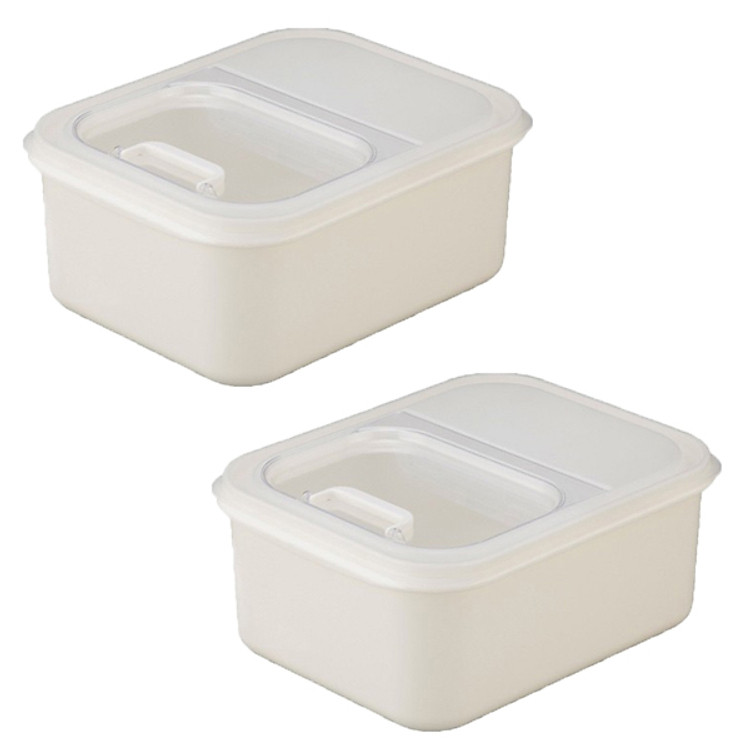 Combo Thùng đựng gạo 6kg nắp bật có 2 ngăn kèm ca đong nội địa Nhật Bản