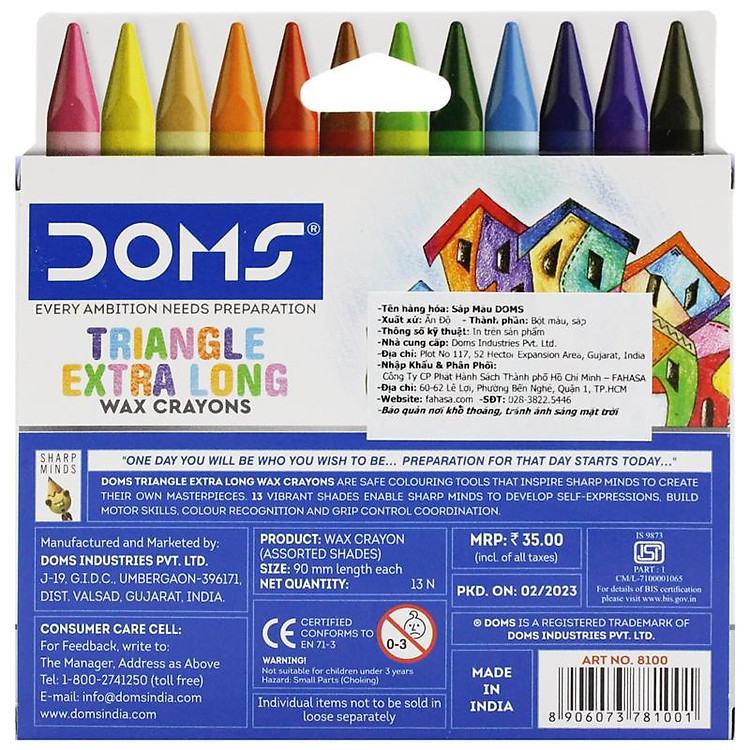 Bút Sáp Màu Triangle Extra Long DOMS 8100 (12 chiếc) - Ảnh 7