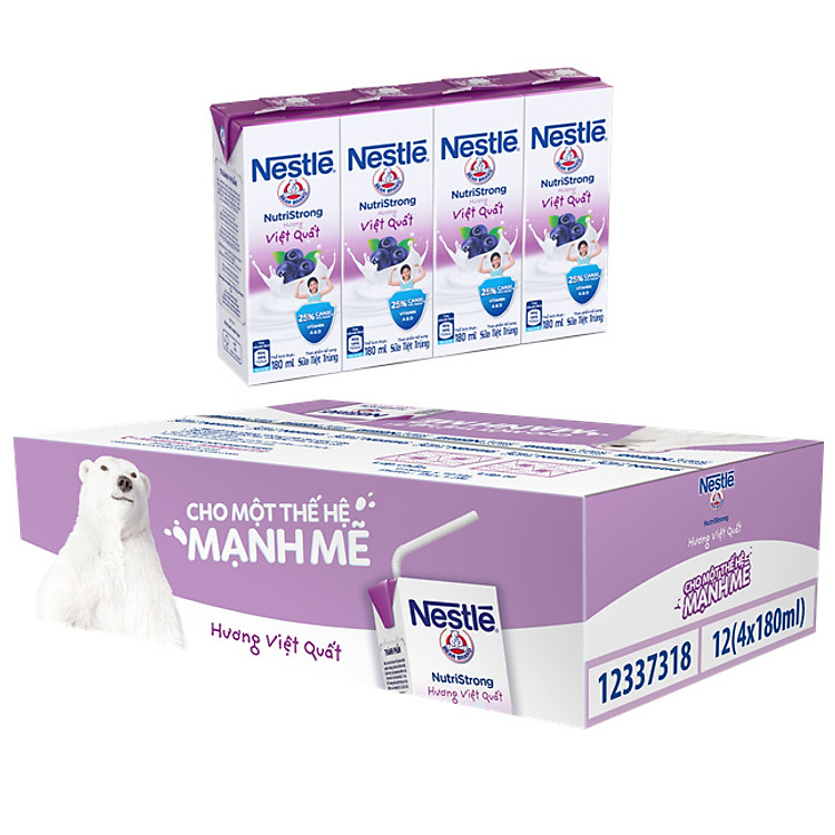 Thùng 48 Hộp Sữa Nước Nestlé Hương Việt Quất (180ml/Hộp)