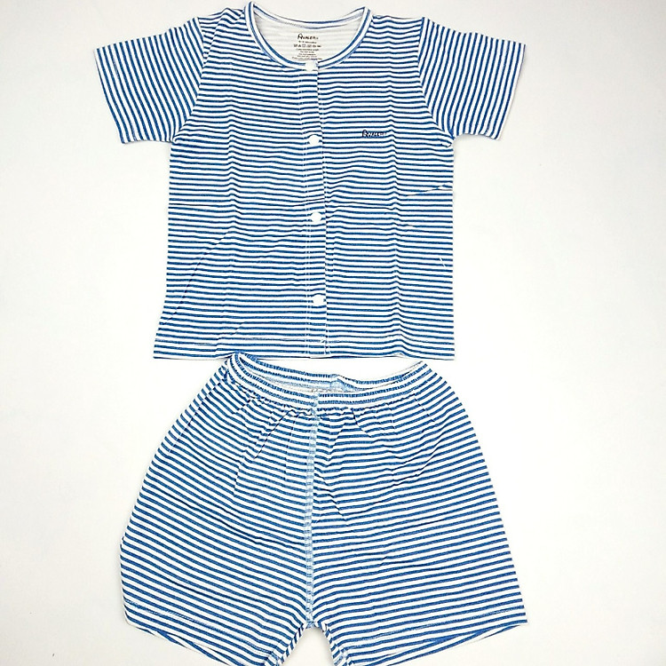 Bộ Đồ Sơ Sinh Gồm Áo Quần Tay Ngắn Nút Giữa Vải Kẻ Thun Sợi Tre Avaler Cao Cấp Cho Bé 5-10kg