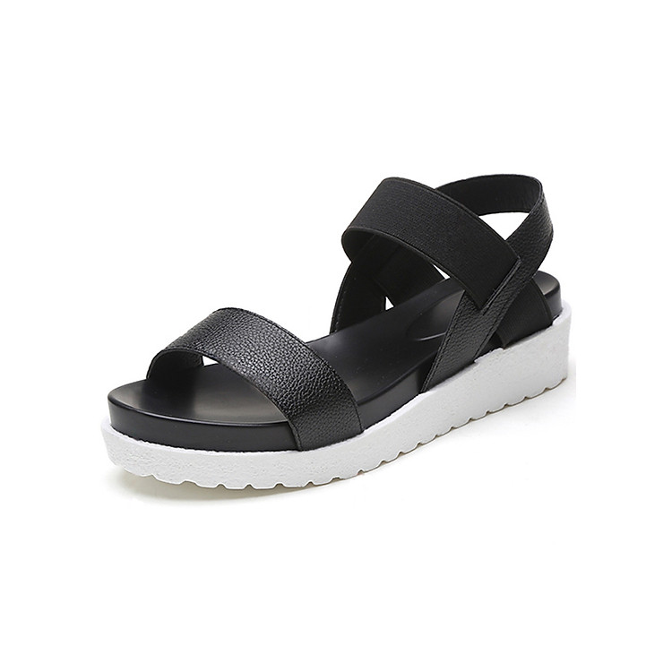 Giày Sandal nữ quai thun thời trang màu đen S046D
