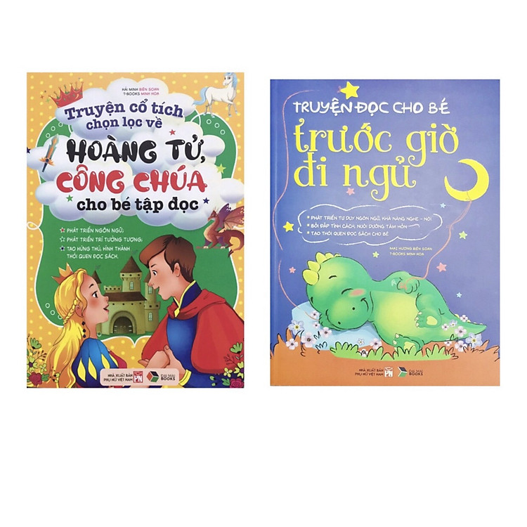 Combo Truyện cổ tích chọn lọc về hoàng tử công chúa cho bé tập đọc + Truyện đọc cho bé trước giờ đi ngủ