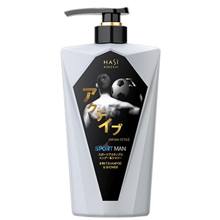 Dầu tắm gội nam 2in1 Hasi Kokeshi sảng khoái và cá tính - Sport Active Shampoo & Shower