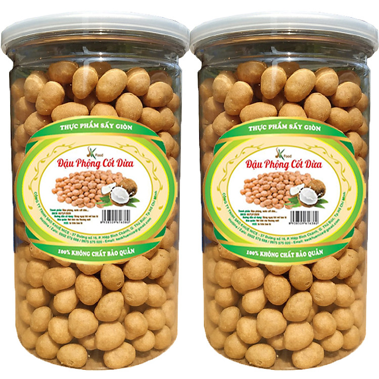 1 KG ĐẬU DA CÁ CỐT DỪA SẤY GIÒN THƠM NGON THƯƠNG HIỆU SK FOOD - 2 HŨ PET