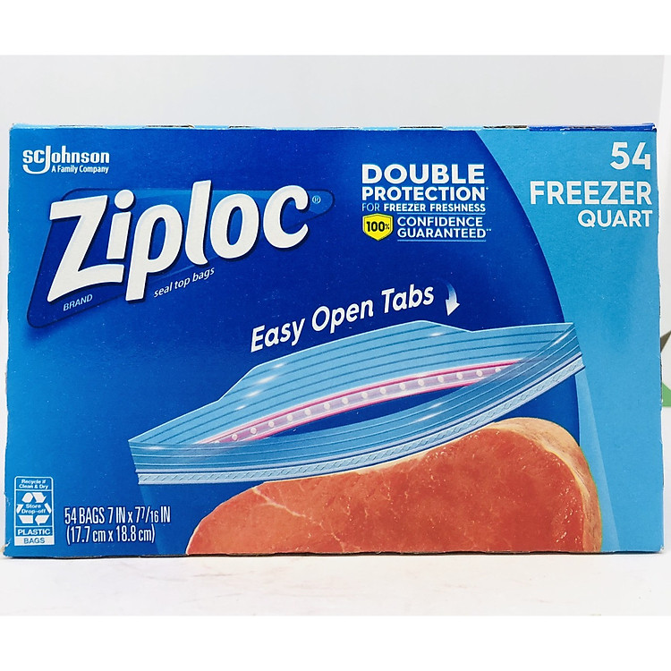 TÚI ZIPLOC ĐỰNG THỰC PHẨM CỦA MỸ ZIPLOC QUART FREEZER 54 TOTAL BAGS