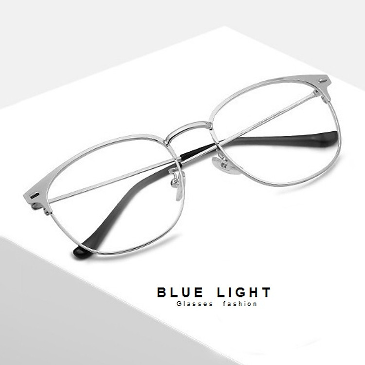 Kính Giả Cận, Gọng Kính Cận Nam Nữ Dáng Mắt Mèo Bạc Gọng Mảnh Không Độ Hàn Quốc - BLUE LIGHT SHOP