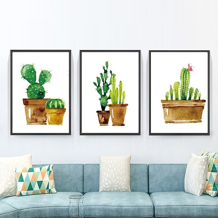 Tranh Treo Tường - Xương rồng-1225 (bộ 3 tấm)