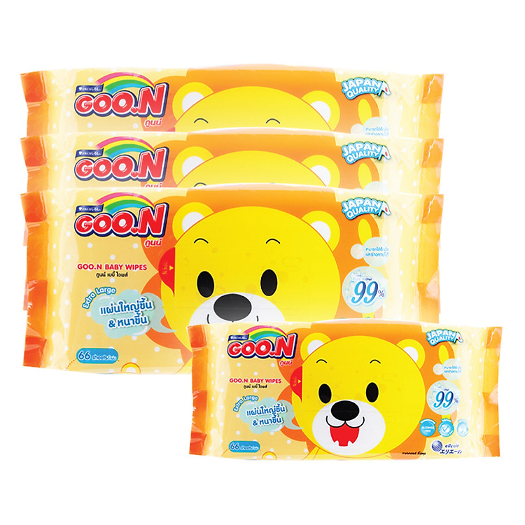 Combo 3 Gói Khăn Ướt Goo.N 66 Miếng - Tặng 1 Gói Cùng Loại