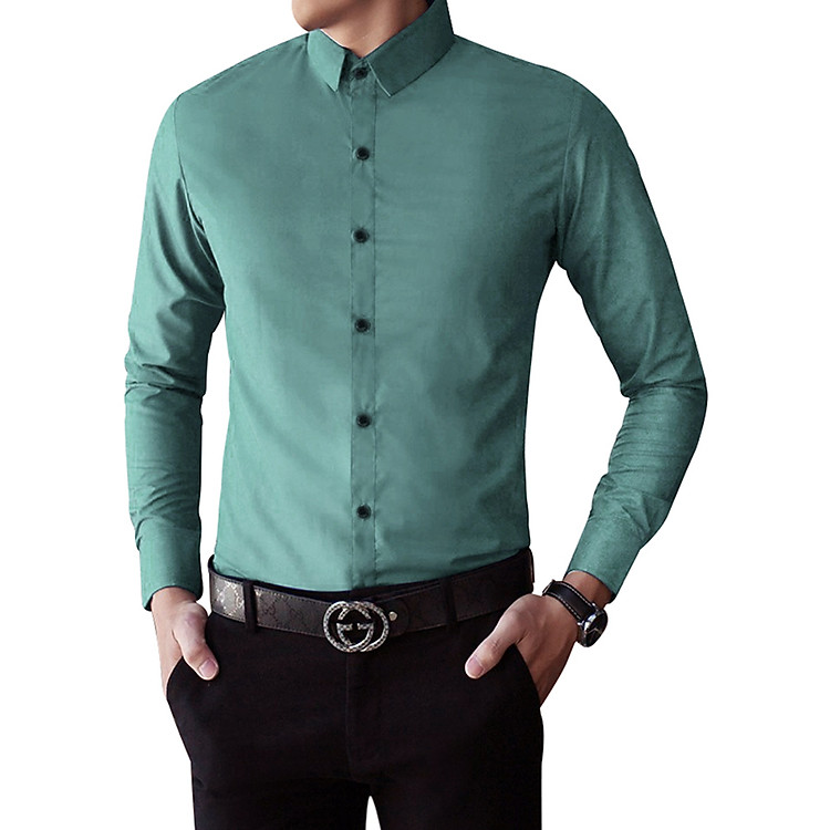 Áo Sơ Mi Nam Tay Dài Kingman KM0024 - Xanh Xám