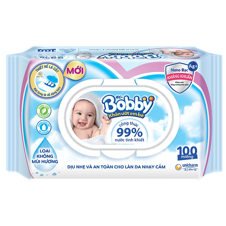 Mua Khăn ướt Bobby NANO Bạc kháng khuẩn 100 tờ Chính hãng Tiết kiệm - Hình ảnh 2