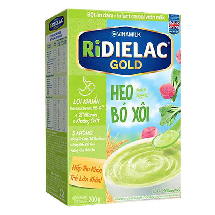 Bột Ăn Dặm Vinamilk Ridielac Vị Heo Bó Xôi (200g)