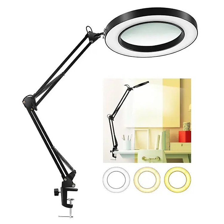 Kính lúp gắn bàn có đèn TERINO DE-5XB (phóng đại 5X)