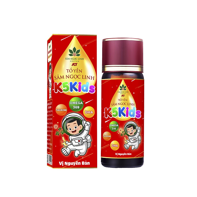 Tổ Yến Sâm Ngọc Linh K5 Kids Tăng Miễn Dịch Tốt Cho Tiêu Hóa Của Trẻ Vị Nguyên Bản Chai Lẻ 50ml