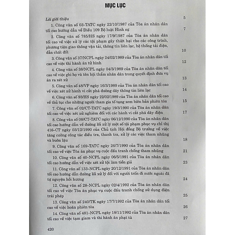 Hệ thống Công văn hướng dẫn nghiệp vụ của Tòa án nhân dân tối cao trong lĩnh vực Hình sự và Tố tụng Hình sự (từ năm 1987 đến năm 2023) - Ảnh 3