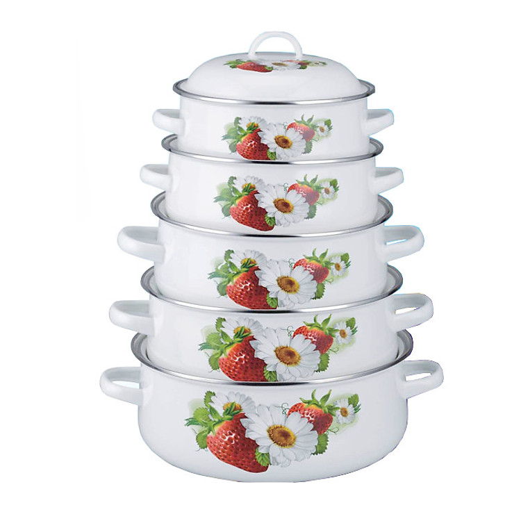 Bộ 5 nồi tráng men sứ nắp men cao cấp - với 5 kích thước khác nhau
