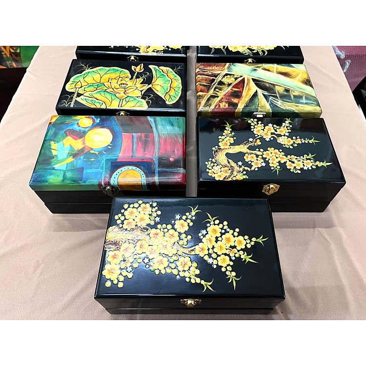 Hộp Đựng Trang Sức Sơn Mài 2 Tầng (15x24x10 cm) - Ảnh 7