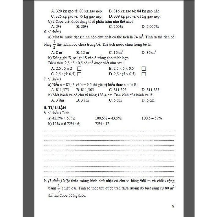 Bộ Đề Kiểm Tra Môn Toán Lớp 5 - Tập 2 - Ảnh 5