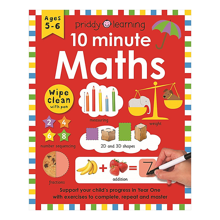Sách Priddy Learning 10 Minute Maths Wipe Clean Workbooks (Ages 5+)