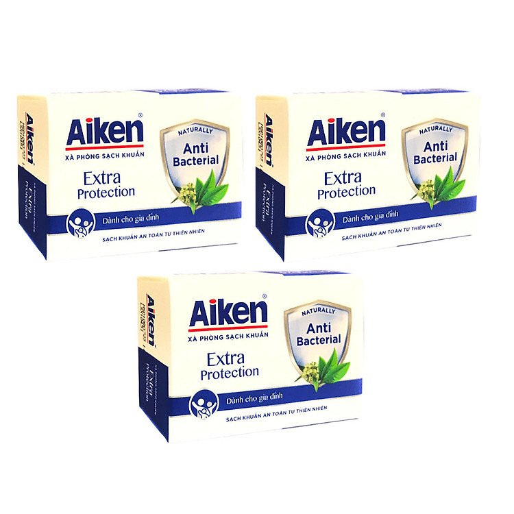 Combo 3 Xà Phòng Aiken Extra Protection Sạch khuẩn An Toàn Tự Nhiên (90gr*3)