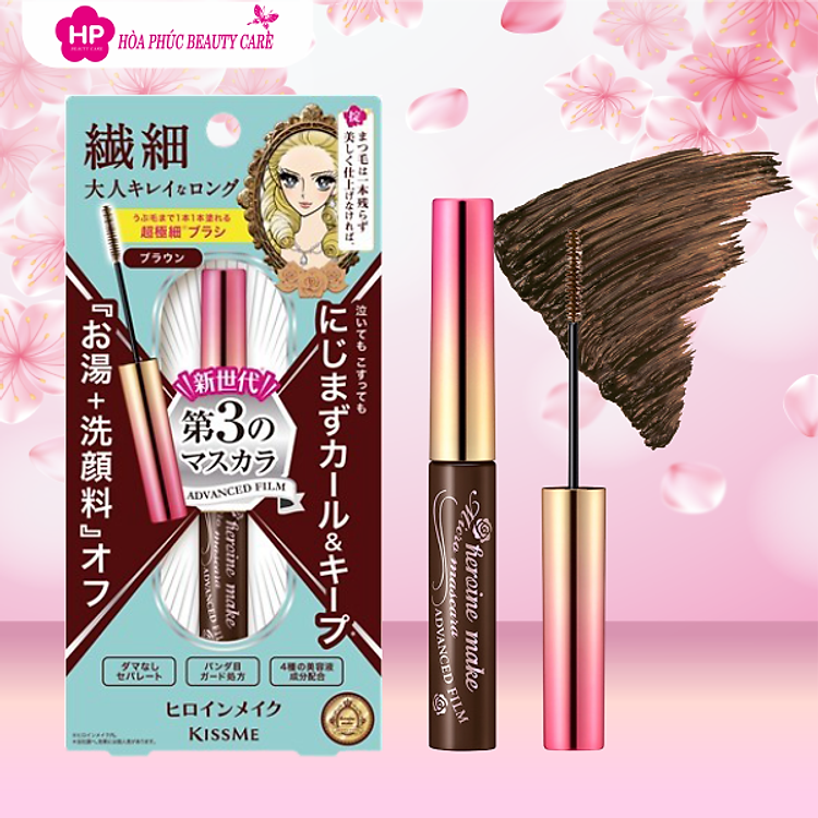Mascara Chuốt Mi Chống Trôi Giúp Chuốt Tơi Và Dày Rậm Làn Mi Mỏng Màu Nâu Kissme Heroine Make (4.5 G)
