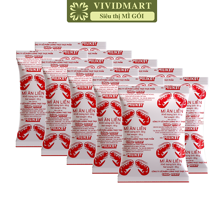 COLUSA - Mì Miliket gói giấy trắng hương vị Tôm, Mì tôm gói giấy trắng Miliket, Mì giấy Miliket (65g/gói)