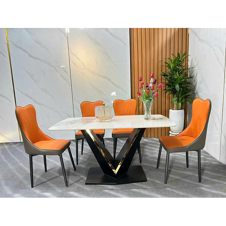 Bộ bàn ăn mặt đá nhập khẩu sang trọng, hiện đại CTL08 Tundo nhiều lựa chọn