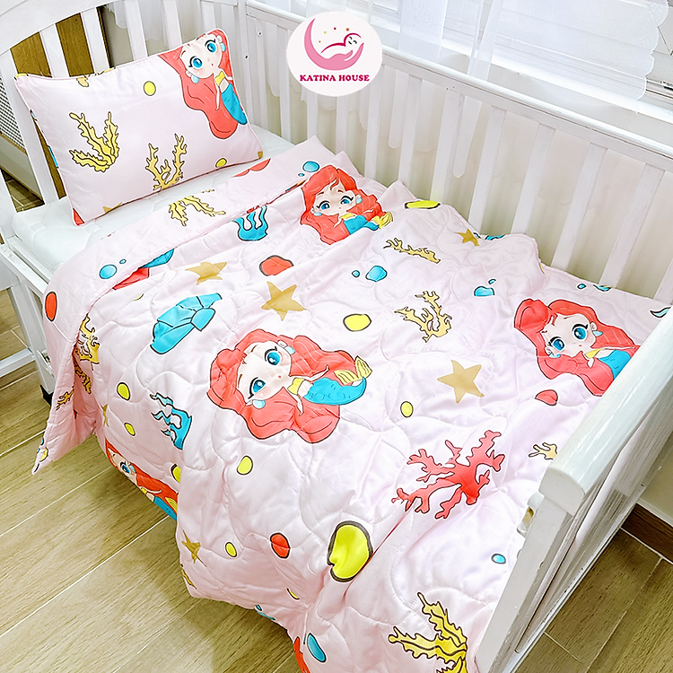 Bộ mền gối cho bé đi học Katina House, vải Tencel cao cấp mềm, mát lạnh, phù hợp 1-6t