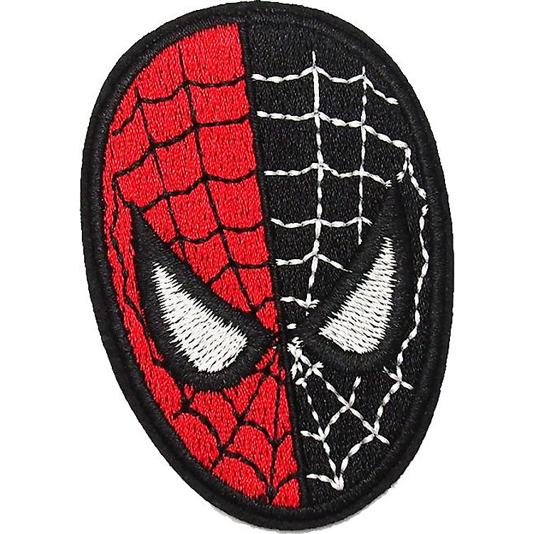Patch ủi sticker vải - Mặt nạ Người Nhện Đỏ Đen