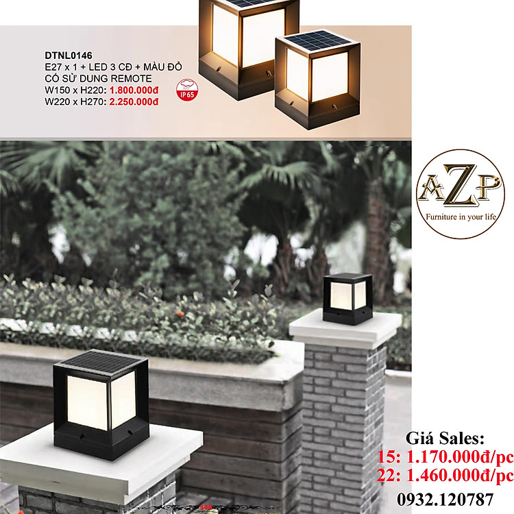 AZP - ĐÈN TRỤ / ĐÈN TRANG TRÍ CỔNG, NGOÀI TRỜI AZP-NL0146 phong cách đương đại, hàng nhập khẩu AZP