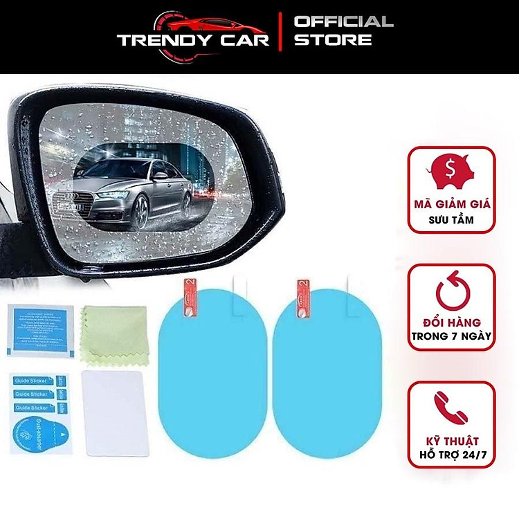 2 miếng dán chống bám nước mưa trên kính hậu xe ô tô - hình bầu dục | Phụ kiện xe hơi Trendy Car & Home