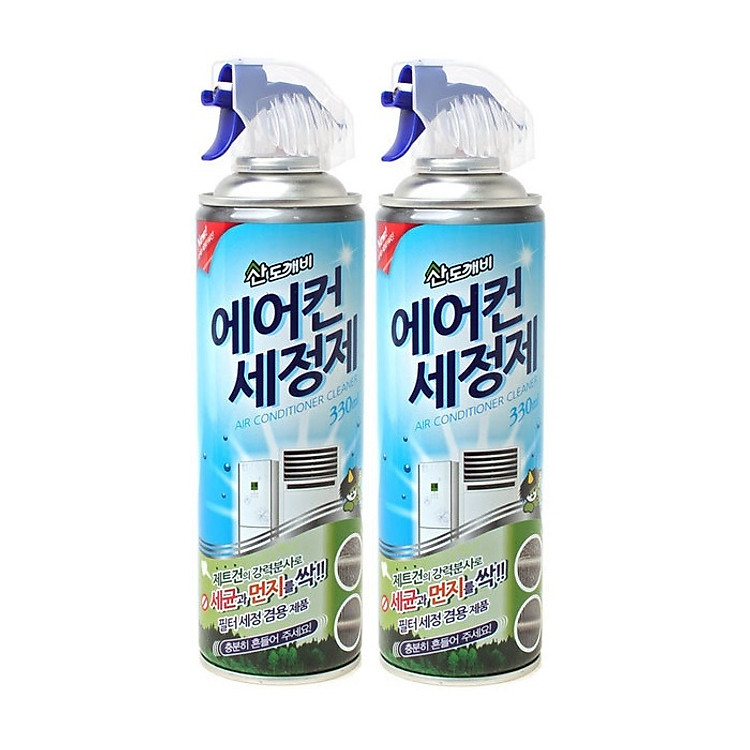 Combo 02 Chai xịt vệ sinh máy điều hòa (máy lạnh) Sandokkaebi 330ml nhập khẩu trực tiếp từ Hàn Quốc