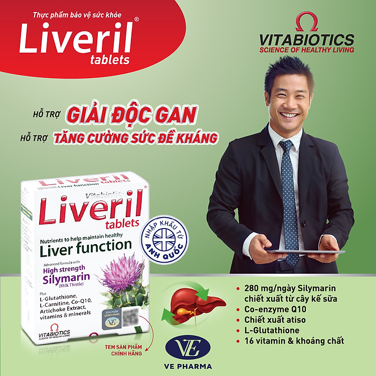 Viên Uống Giải Độc Gan Vitabiotics LIVERIL Bổ Sung Khoáng Chất Hỗ Trợ Chức Năng Gan, Tăng Cường Sức Đề Kháng 30 Viên