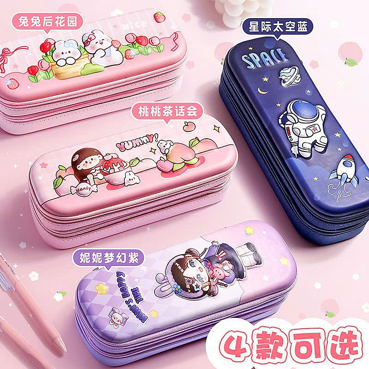 Hộp Bút Hai Ngăn Mặt Cứng 3D (màu hồng) - Ảnh 4