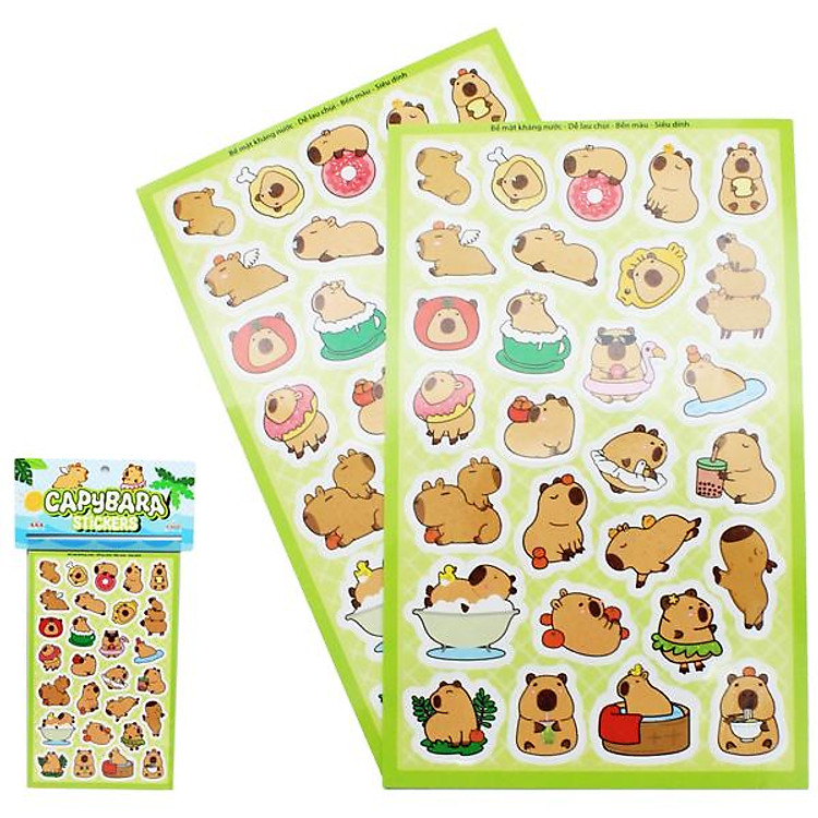 Bộ Sticker Capybara Vui Nhộn (2 tờ) - Ảnh 2