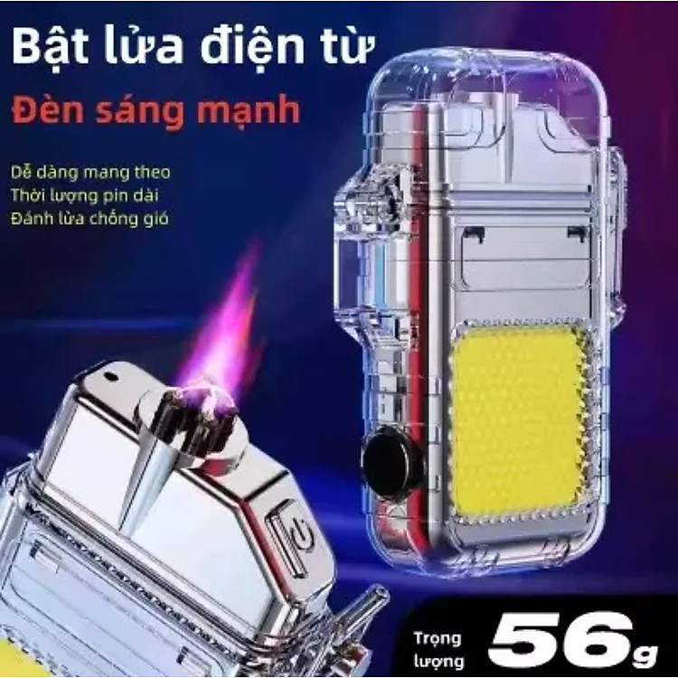 Bật Lửa Điện Cao Cấp 3 in 1 (Đèn Pin LED, Móc Khoá, Sạc Nhanh Type C, Chống Nước IPX6)
