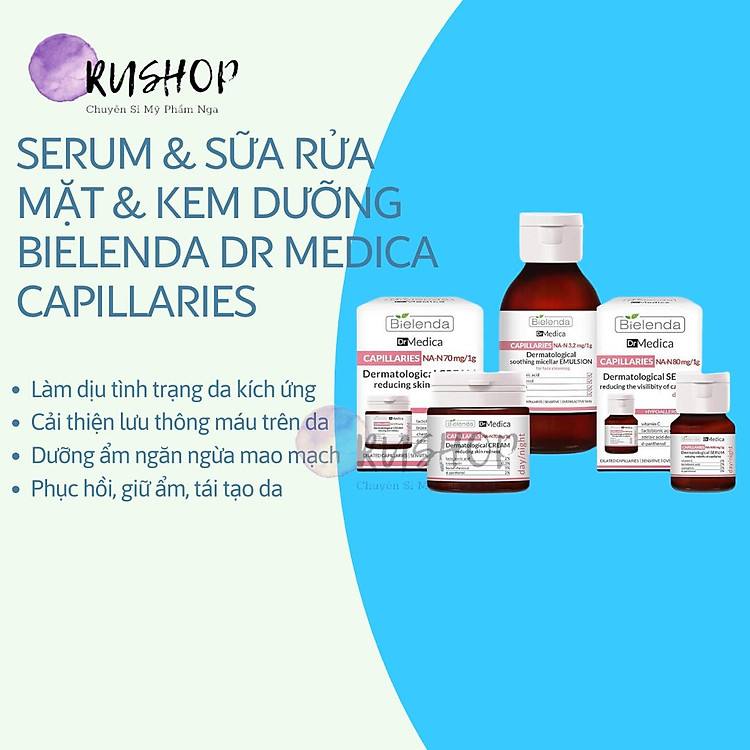 Bộ sản phẩm giảm ửng đỏ Bielenda Dr Medica Reducing Skin Redness capillaries