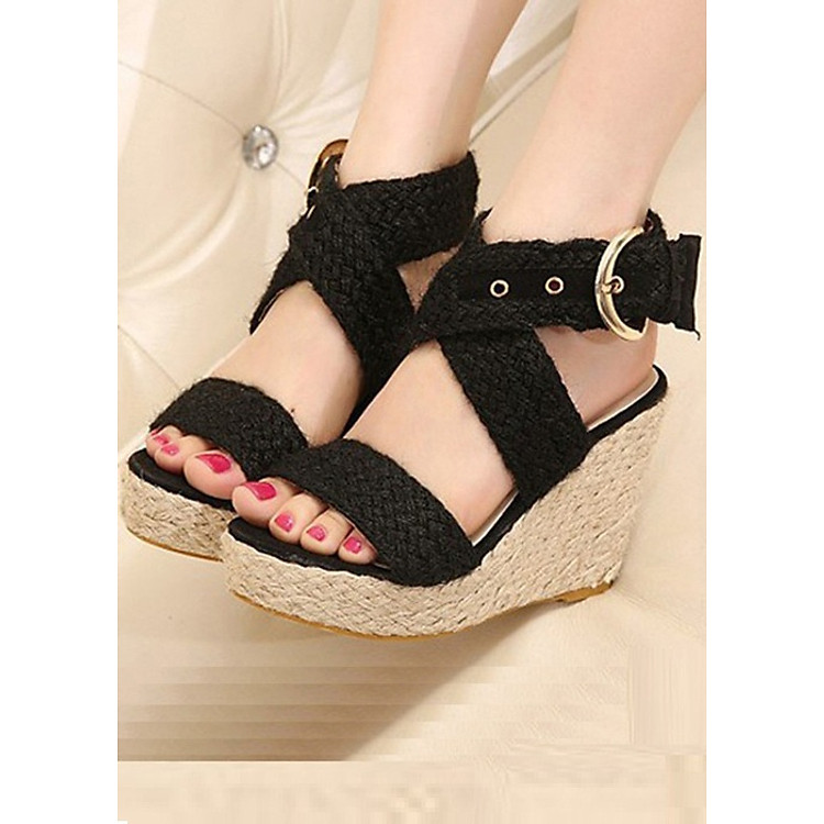 Giày sandal xuồng quai chéo đế cói S303