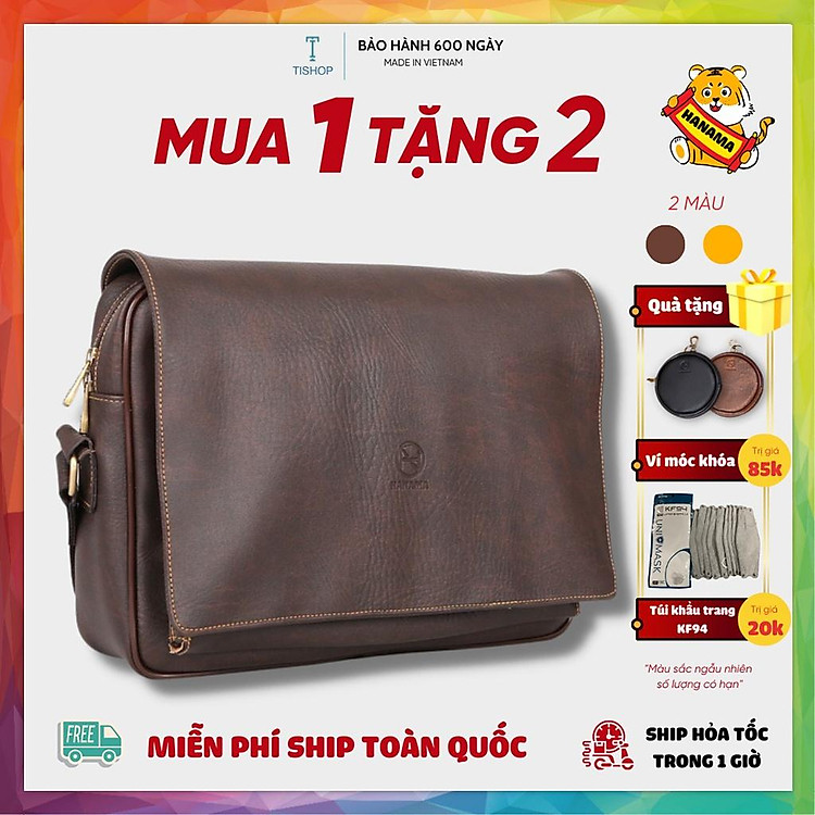 Túi Đeo Chéo HANAMA Soci 3 Da Thật - Vừa Macbook 13.3 Inch - Có Phiếu BH 18 Tháng