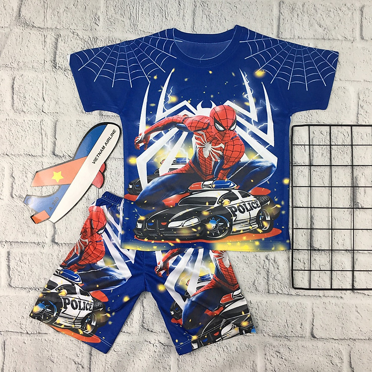 Bộ Quần Áo Bé Trai In Hình Siêu Nhân Người Nhện Spiderman 3DTE014